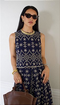 Regata Laise Bicolor Azul Marinho