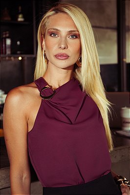 Regata Drapeado Aviamento Metal Dourado