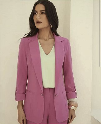 Blazer Pink Alongado Alfaiataria