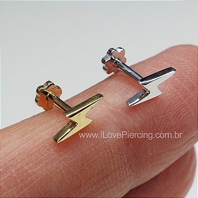 LABRET OURO 18K RAIO LISO PUSH PIN