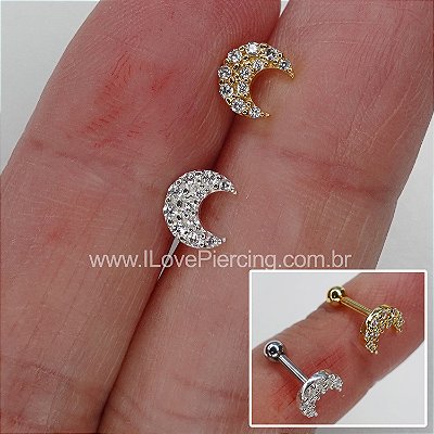 Piercing Tragus Aço Cirurgico Crucifixo Liso Prata