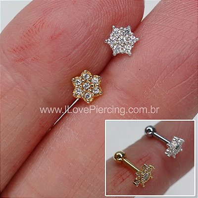 MICROBELL RETO PRATA 925 FLOR CHEINHA ZIRCÔNIAS