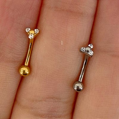 Piercing Sobrancelha Titânio Dourado Antialérgico