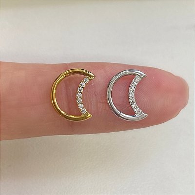 ARGOLA AÇO LUA CRISTAIS CLICKER