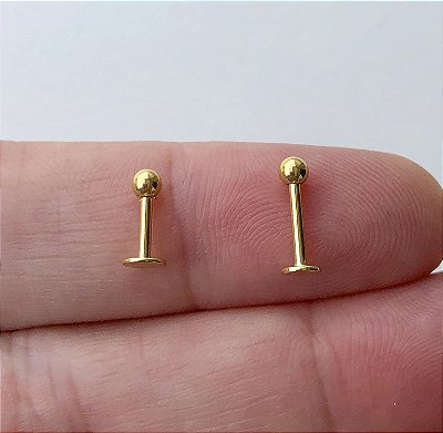 LABRET AÇO PVD DOURADO BOLINHA