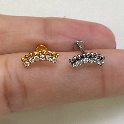 LABRET TITÂNIO CASCATA CAMMY ZIRCÔNIAS