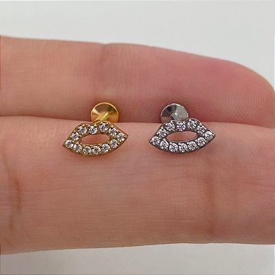 LABRET TITÂNIO BOCA ZIRCÔNIAS