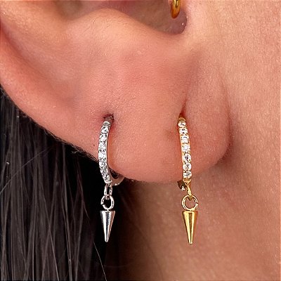 ARGOLA TITÂNIO ZIRCÔNIAS PINGENTE SPIKE
