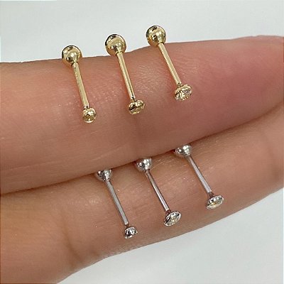 PIERCING AUSTRALIANO OURO 18K ZIRCÔNIA