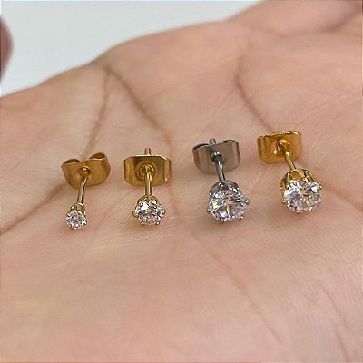 BRINCOS TITÂNIO PONTO DE LUZ 6 GARRAS