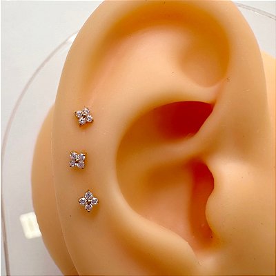 LABRET TITÂNIO AUSTRALIANO PUSH PIN MINI PÉTALAS ZIRCÔNIAS