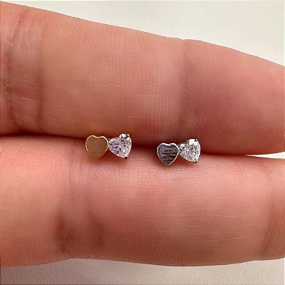 LABRET TITÂNIO 2 CORAÇÕES ZIRCÔNIA