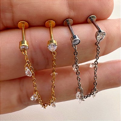 LABRET TITÂNIO CORRENTINHA PERFEIÇÃO