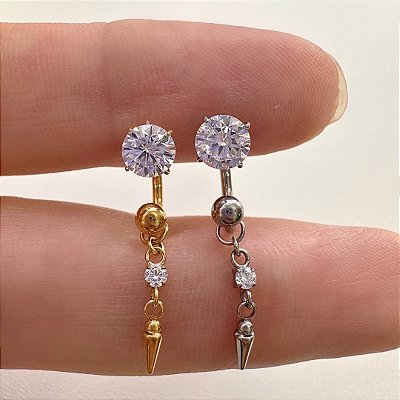 FERRADURA TITÂNIO ZIRCÔNIA PINGENTE SPIKE