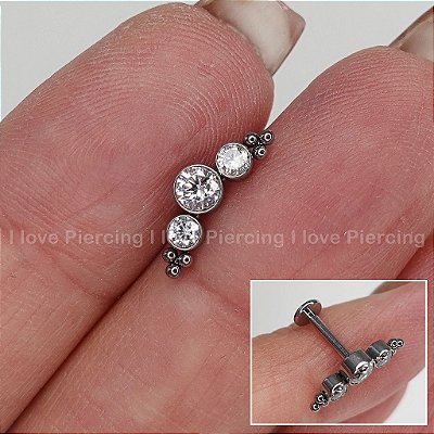 LABRET AÇO CASCATA CLUSTER TWOCACHINHOS