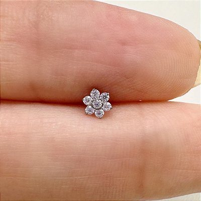 LABRET TITÂNIO AUSTRALIANO PUSH PIN MARGARIDA ZIRCÔNIAS