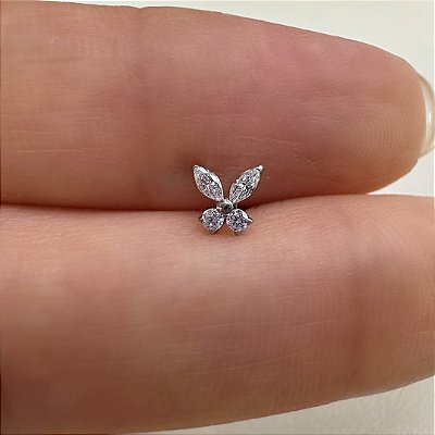 LABRET TITÂNIO AUSTRALIANO PUSH PIN BORBOLETINHA ZIRCÔNIAS