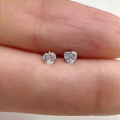 LABRET AÇO CORAÇÃO ZIRCÔNIA PUSH PIN GARRINHA