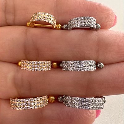 ARGOLA E MICROBELL TITÂNIO TRIPLE ZIRCÔNIAS
