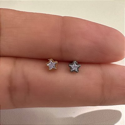 LABRET TITÂNIO ESTRELINHA MOLDURA ZIRCÔNIA