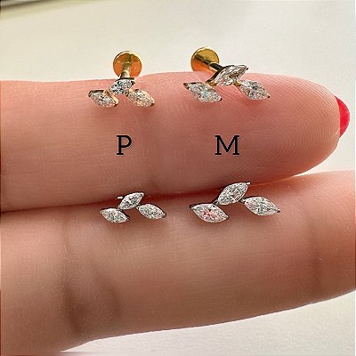 LABRET TITÂNIO NAVETINHAS ZIRCÔNIAS