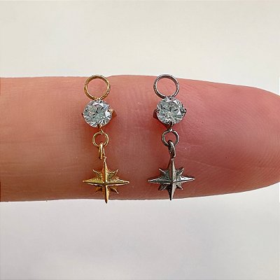 PINGENTE TITÂNIO ESTRELA CADENTE ZIRCÔNIA