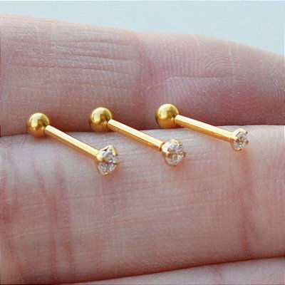 Piercing Orelha Flat Helix Microbell Cobrinha Dourado