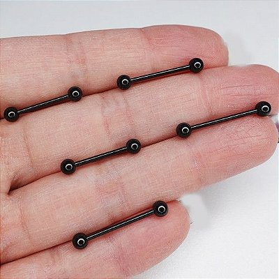 BARBELL TITÂNIO PRETO 1,2MM BOLA 4MM ROSCA EXTERNA