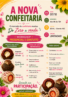 Workshop PRESENCIAL Gratuito de Brigadeiro em Santo André | CADASTRE-SE na página