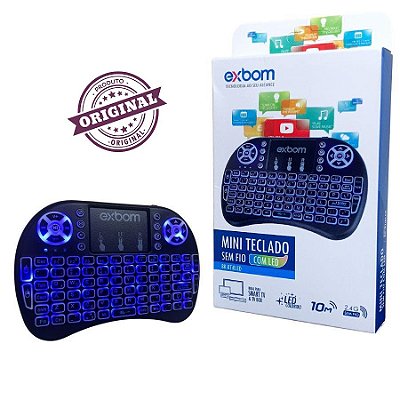 Mini Teclado Mouse Sem Fio Wireless Com Luz RGB
