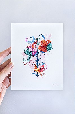 Mini Print Lilium de Lírios em Aquarela