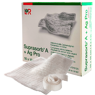 Curativo Suprasorb A + Ag Pro Alginato de Cálcio com Prata 10cm x 10cm - 01 Unidade