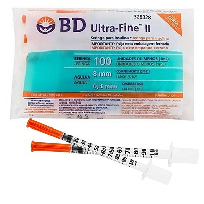 Seringa Para Insulina BD Ultra Fine 1ml com agulha 8x0,3mm 30G - 10 Unidades