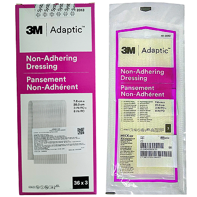 Curativo Adaptic Malha Não Aderente 7,6cm x 20,3 Systagenix - 01 envelope com 3 unidades