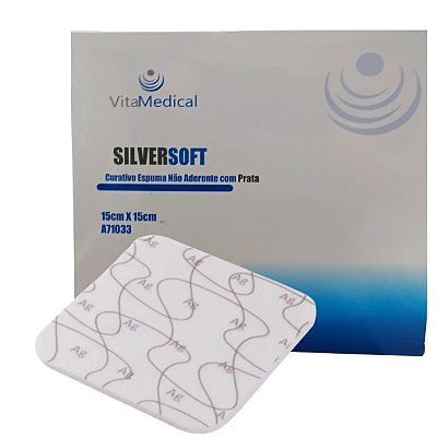Curativo Silversoft Espuma Não Aderente com Prata 15cm x 15cm - VitaMedical