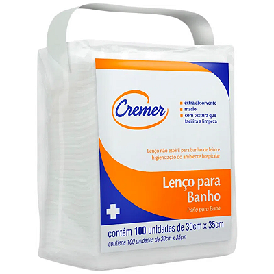 Lenço para Banho 30cm x 35cm 100 unidades - Cremer