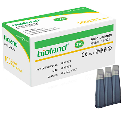 Auto Lanceta de Segurança Retrátil 21G Bioland - 100 Unidades