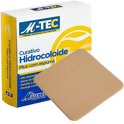 Curativo Hidrocoloide Plus com Espuma M-Tec 10cm x 10cm Caixa c/ 10 unidades Missner