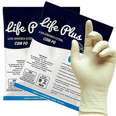 Luva Cirúrgica Estéril Com Pó N°7,0 Life Plus