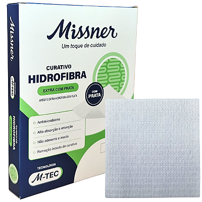 Curativo Hidrofibra Extra Com Prata 10cm x 10cm Antimicrobiano Missner