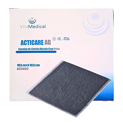 Acticare Ag Carvão Ativado Com Prata 10,5cm x 10,5cm VitaMedical