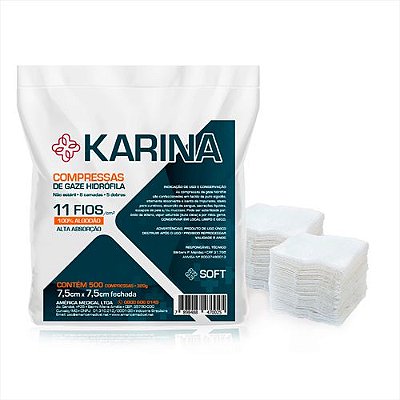 Compressa de Gaze Hidrófila 11 Fios Karina - 500 UN - America Medical