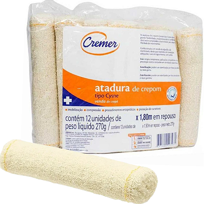 Atadura de Crepom Tipo Cysne  10cm X 1,80 metros Cremer - 12 Unidades