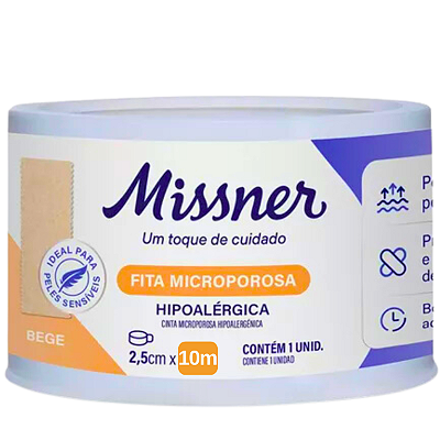Fita Microporosa Bege 2,5cm X 10m - MISSNER
