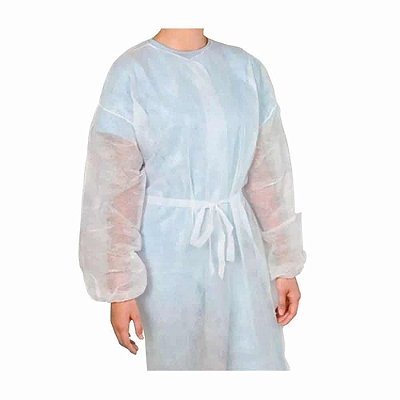 Avental Descartável TNT Branco Manga Longa 30g Pacote c/ 10 UN - Anadona