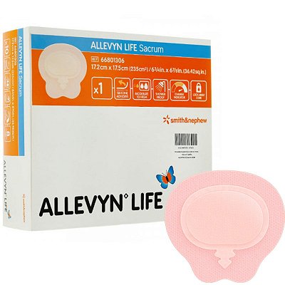 Curativo Allevyn Life Sacrum Adesivo com Espuma 17,2cm x 17,5cm Smith & Nephew - 01 Unidade - REF. 66801306