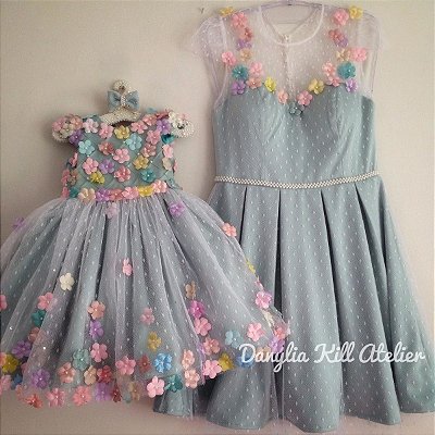 vestido de festa mae e filha tema jardim