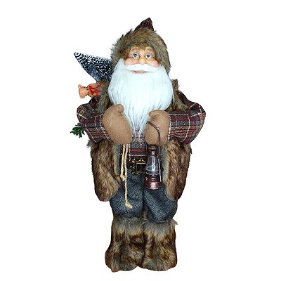 Papai Noel Decorativo com Lanterna e Presentes 45cm