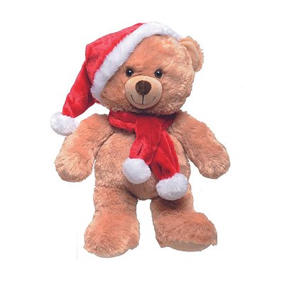 Urso de Natal com Cachecol e Gorro 40 cm