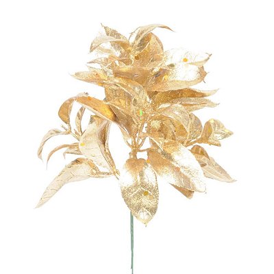 Pick Folhas Douradas com Glitter 25cm